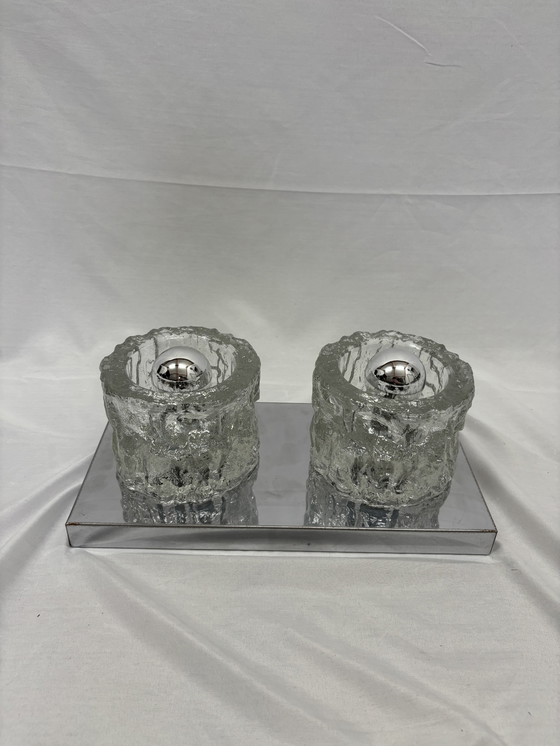 Image 1 of Vintage Peill & Putzler "Ice Glass" wandlamp jaren '70