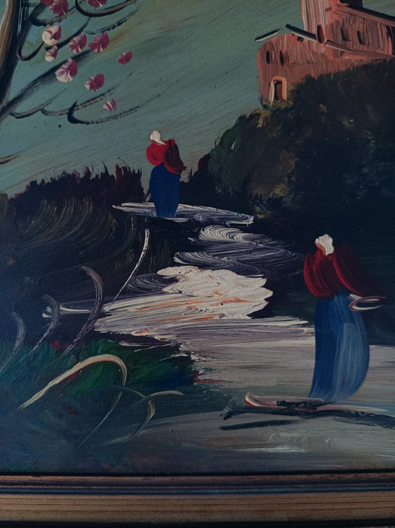 Image 1 of Oil painting Landscape with peasant women