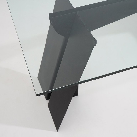 Image 1 of Glass and black metal table, 1970s
