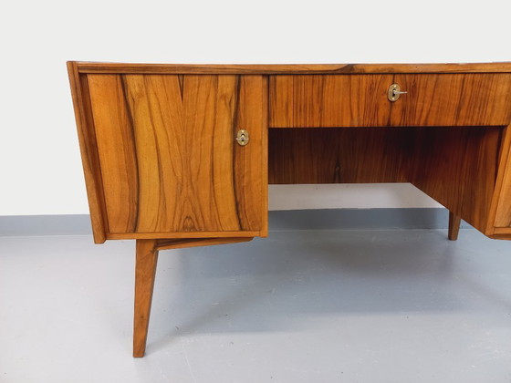 Image 1 of Double-sided executive desk in vintage Scandinavian style rosewood from the 1960s