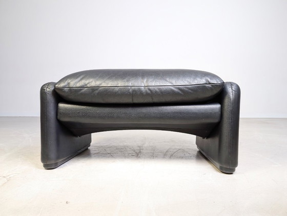 Image 1 of Cassina Maralunga Hocker Vico Magistretti Ottoman Leder schwarz