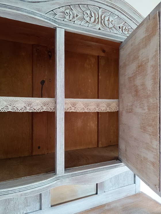 Image 1 of Antique sideboard with leaded glass and mirror