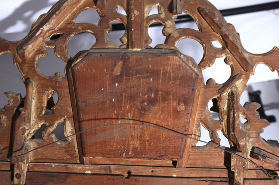 Image 1 of Antieke loden spiegel - Verguld hout - Lodewijk XV-stijl - Spanje 18e eeuw