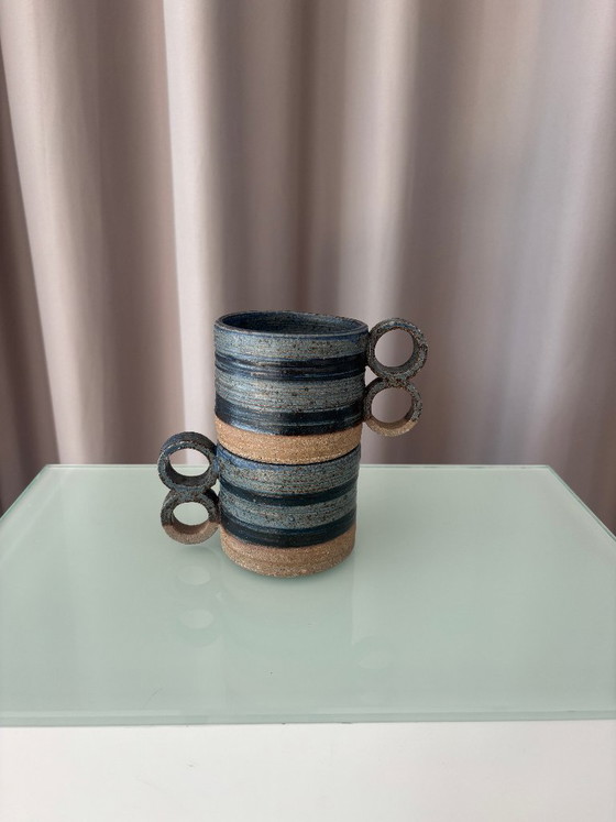 Coppia di tazze vintage in ceramica danese – Tazze in gres danese – Smaltate di blu – Stoviglie (photo 4 of 9)