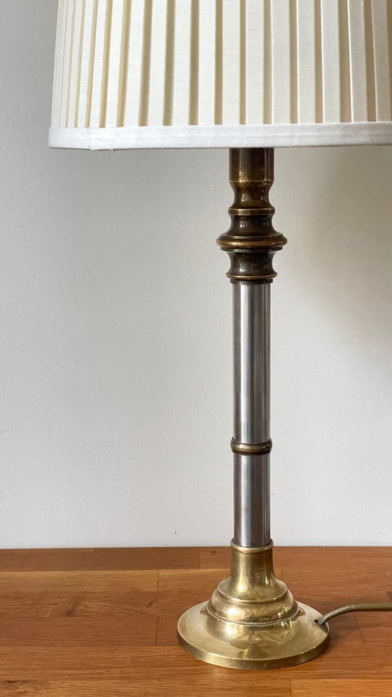 Image 1 of Stahl- und Messinglampe aus den 1970er Jahren