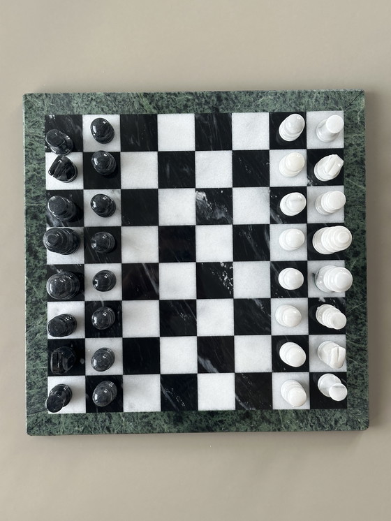 Image 1 of Marmeren schaakspel XL groot schaakset bord steen 