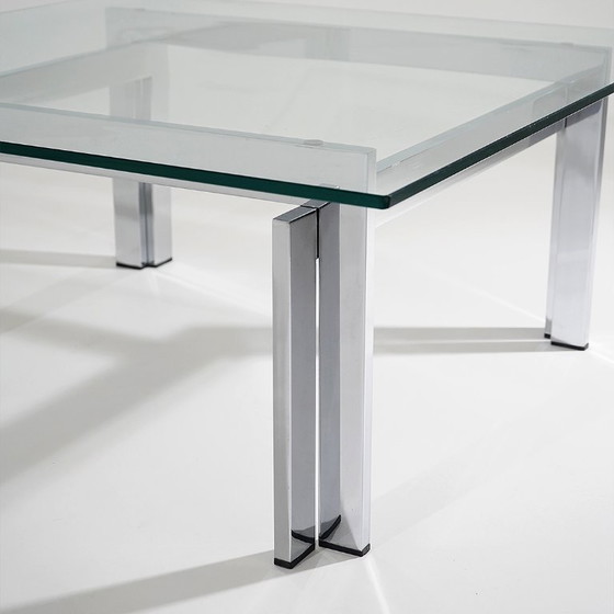 Quadratischer Couchtisch aus Glas und Stahl, 1970er Jahre – Esstische, Metal (photo 8 of 11)