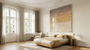 Version XXL - Tons beiges abstraits Wabi Sabi exclusifs sur verre acrylique de 5 mm, 150 x 150 cm