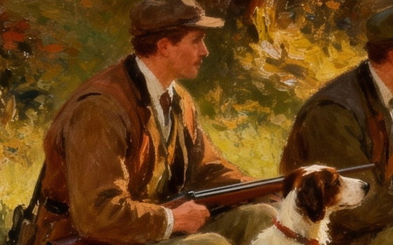 Image 1 of Impressionist painting on acrylic canvas / Moment of relaxation during the hunt / (80x60) cm