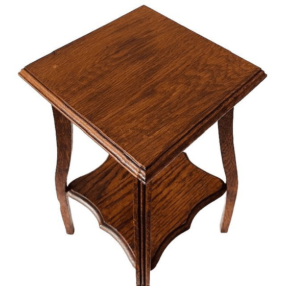 Image 1 of Antique Art Nouveau medium-height vintage plant table solid oak 1920s