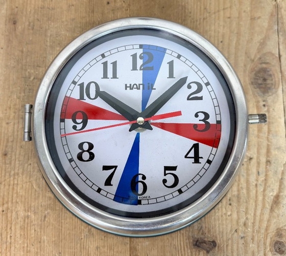 Image 1 of Vintage blauwe Hanil maritieme wandklok, jaren 80