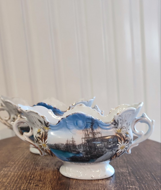 Image 1 of Par de cuencos antiguos de loza "St-Valery-sur-Somme" 1930