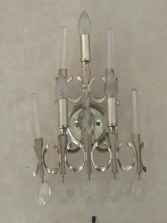 Museum-Quality 6-Piece Chandelier Set by Gaetano Sciolari 1970s – Metal, Chrome (photo 9 of 13)