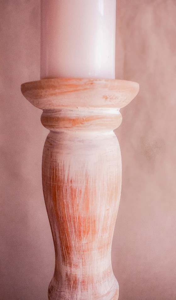 Image 1 of Kerzenständer aus Holz im Used-Look. Paar Kerzenhalter aus Holz. Designer-Kerzenständer. Rustikale Kerzenständer. Neu.