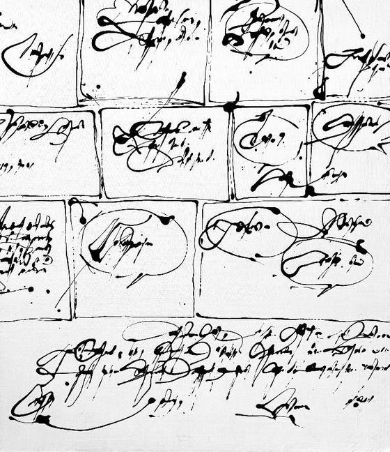 Image 1 of Robert Detheux (1932-2010) Immense painting on canvas from 1984 "Anecdotes without images" 160cm x 120cm