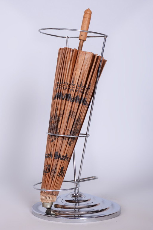 Originele Bauhaus paraplubak, verchroomd staal, Duitsland, jaren 1950 – Metal, Chrome (photo 2 of 12)