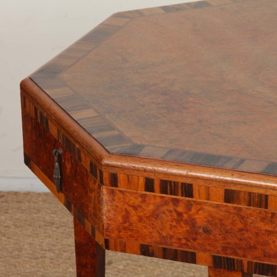 Image 1 of Art Deco marquetry games table dating from the 1930s