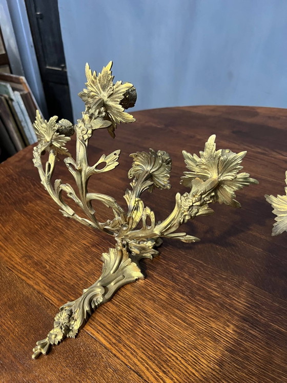 Candelabros de pared estilo rococó. Bronce macizo dorado. – Apliques, Bronze, Rococo (photo 4 of 5)