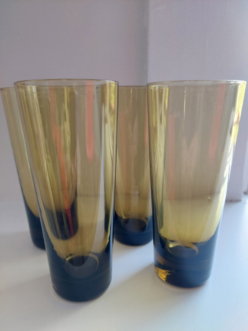 4x vintage tall long drink glasses