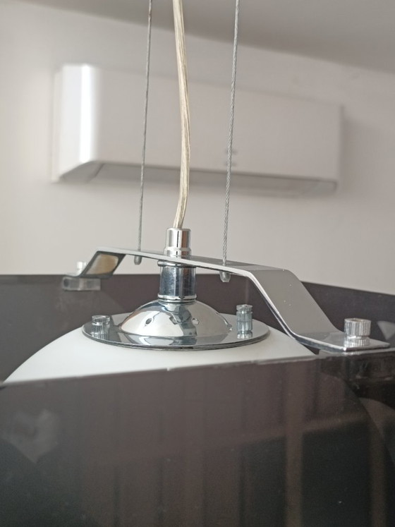 Image 1 of Lampe suspendue design plexiglas fumé 1990s
