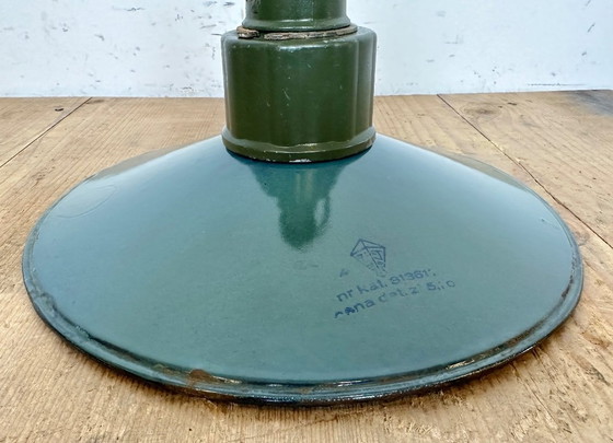 Image 1 of Industrial Petrol Enamel Military Pendant Lamp with Cast Aluminium Top, 1960s