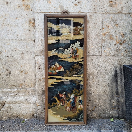 Image 1 of Miroir peint / Peinture sur verre « Scène traditionnelle », dynastie Qing, vers 1870 - Chine