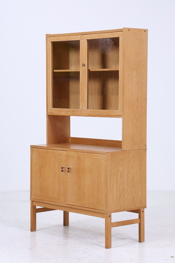 Image 1 of Vintage vitrinekast 60s | Mid Century glazen kast retro plank hout opslag #05-92