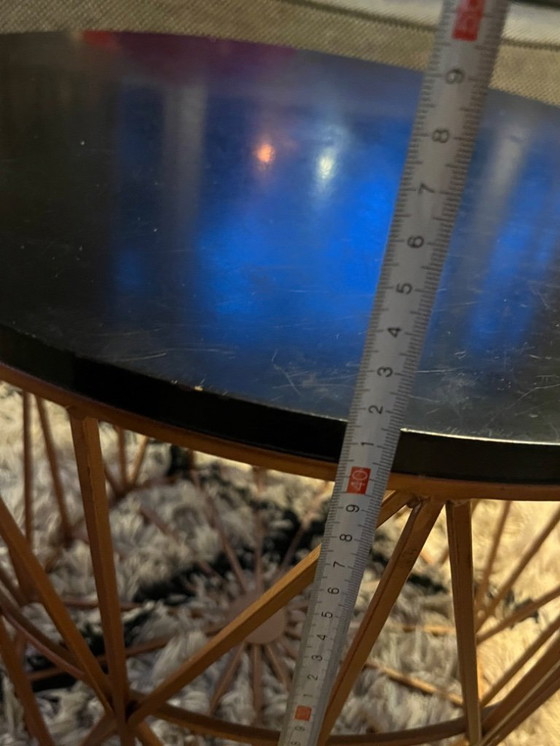 Image 1 of Set van 3 moderne bijzettafels met draadmand - koper met zwart