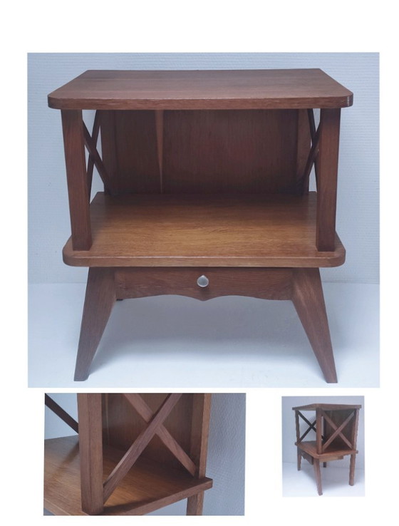 Image 1 of comodino vintage in legno con rinforzi incrociati