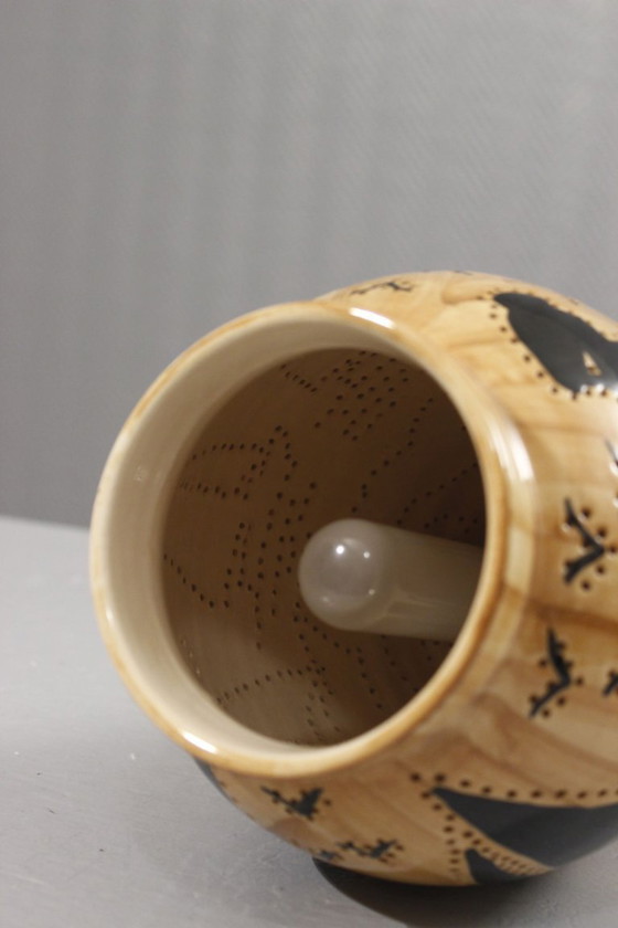 Image 1 of Grandjean Jourdan in Vallauris - Sfeerlamp met opengewerkte details en maritiem tafereel, jaren 1950