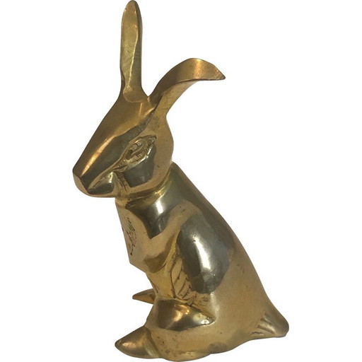 Escultura vintage de conejo de latón, Francia, 1970