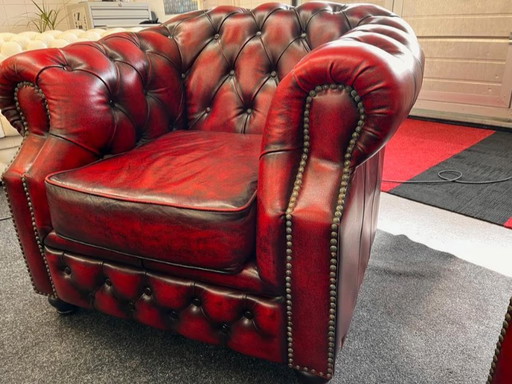 Chesterfield Charlston Fauteuil Oxblood, Leer