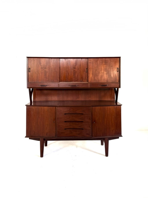 Vintage Deens teakhouten highboard, Højbjerg Møbelfabrik ‘60 – high boards, Glass, Wood (photo 2 of 12)