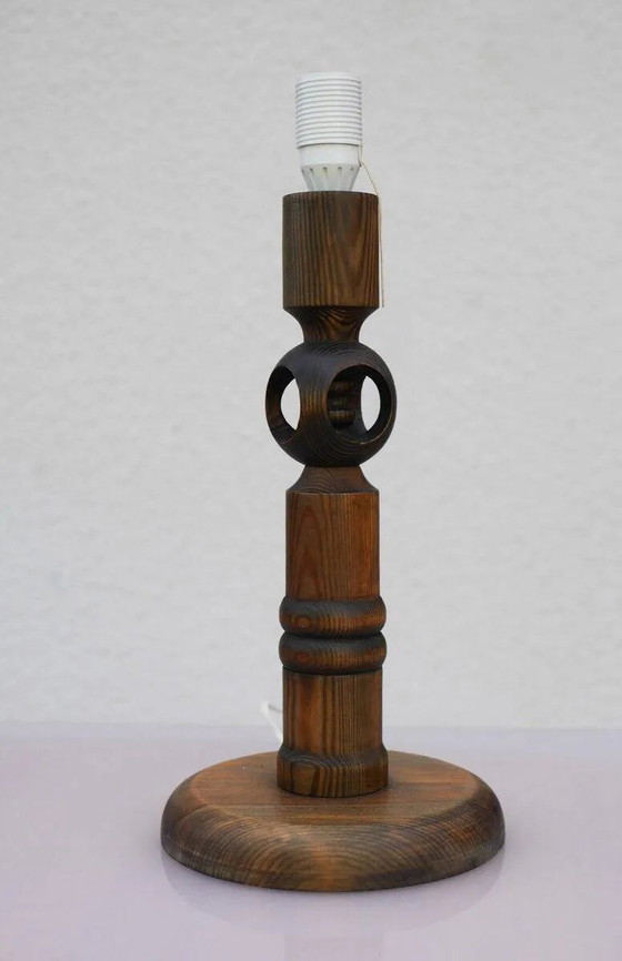 Image 1 of Large pine table lamp by Uno & Östen Kristiansson for Luxus, Sweden
