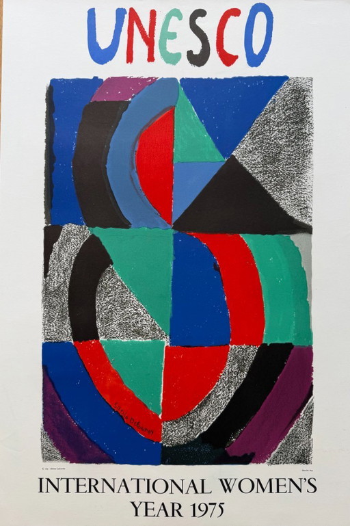 Sonia Delaunay (1885–1979), UNESCO, Année internationale de la femme (1975), lithographie Mourlot, imprimée en France