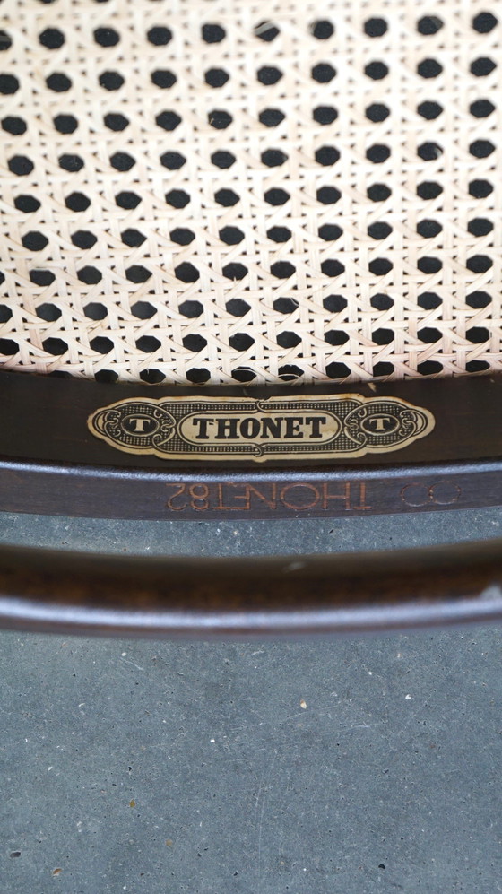 Image 1 of 2X High Vintage Bentwood "Long John" Thonet Design Stühle mit Armlehnen