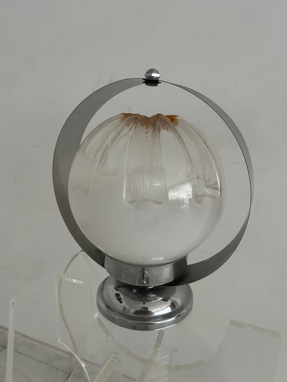 Image 1 of Vintage glass and chrome table lamp