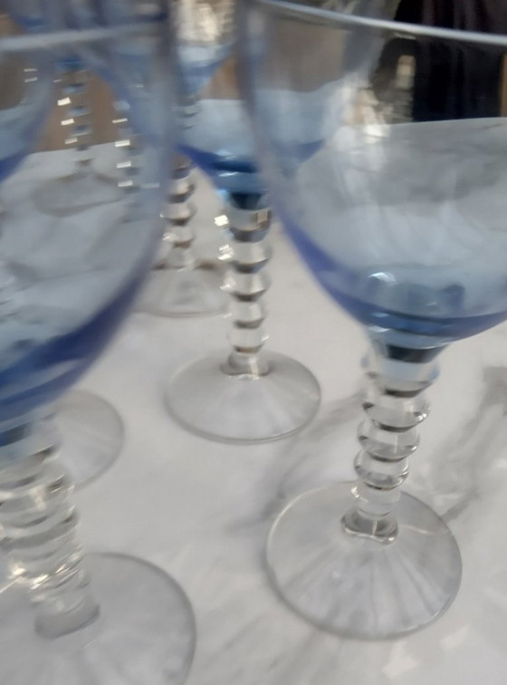 Image 1 of set di 12 bicchieri da dessert vintage Luxor Bi-col Zaffiro blu