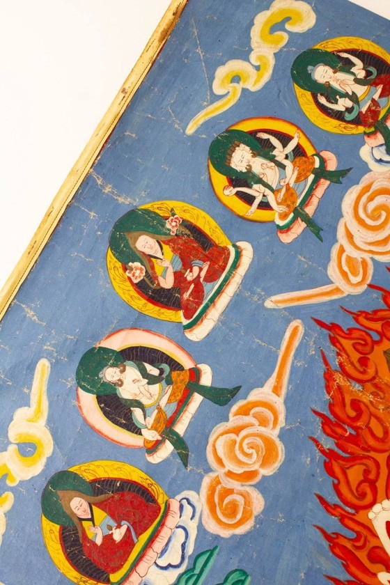 Image 1 of Antique Tibetan Buddhist Thangka/Vajrabhairava Cloth 1800-1900