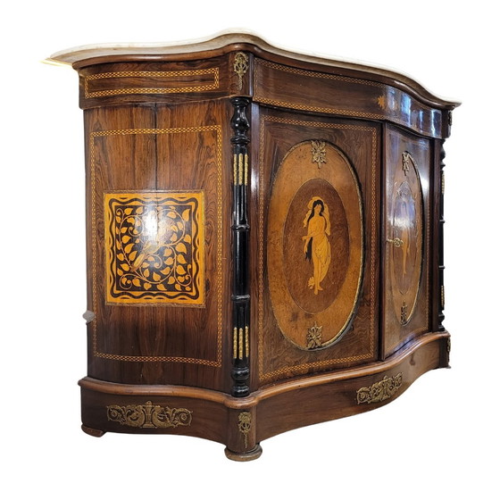 Image 1 of Mueble Entredós / Buffet / Credenza Escuela Catalana, Mármol Y Marquetería, S. Xx – Cataluña