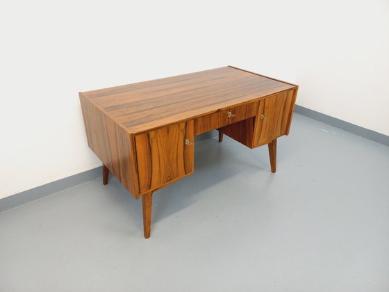 Image 1 of Double-sided executive desk in vintage Scandinavian style rosewood from the 1960s