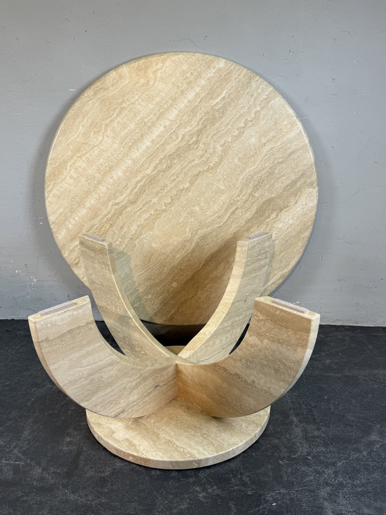 Image 1 of table basse ronde en travertin