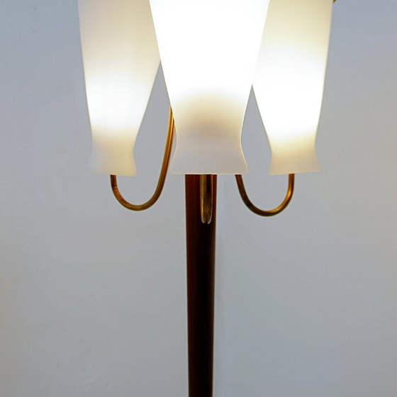 Image 1 of Three-arm tripod floor lamp with opaline glass, attributed to Stilnovo - 1950s
