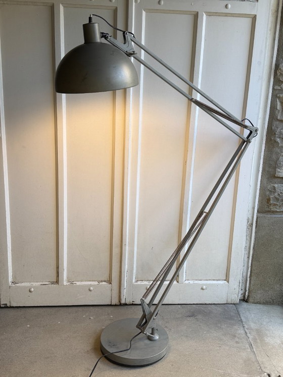 Lampada da terra in metallo grigio con molle - Stile industriale – Lampade da terra (photo 6 of 15)