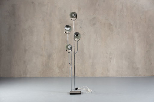Lampadaire chromé Goffredo Reggiani à quatre spots, Italie, années 1970