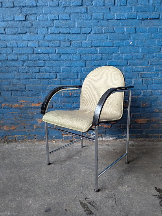 Image 1 of Vintage Arco BK dining chairs -chrome & black-.