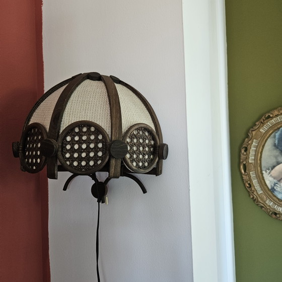 Image 1 of Vintage rattan wall lamp