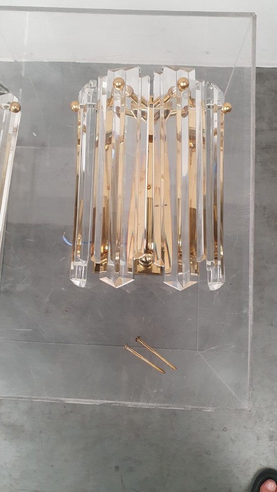 Kalmar Crystal Vintage Brass Gold Plated Lamps 70s – Wall lights (photo 6 of 8)