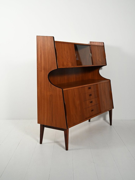 Image 1 of 1950s teak sideboard with display cabinet