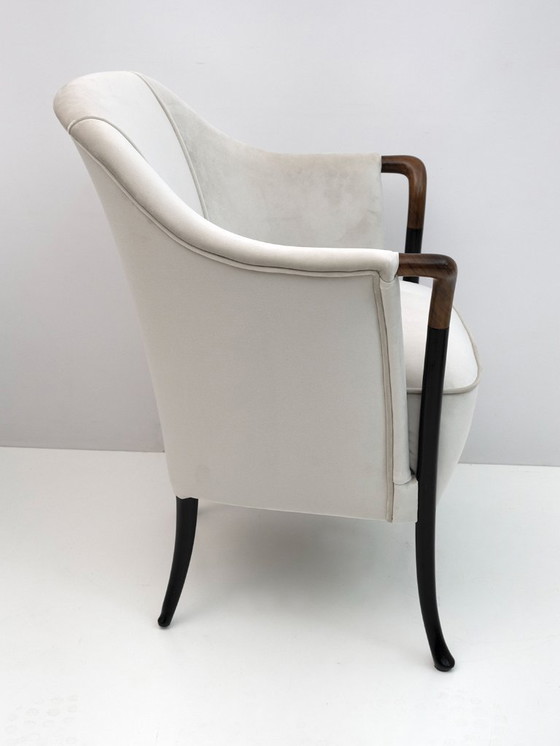 Image 1 of Paire de fauteuils italiens Giorgetti en velours "Progetti", années 1980